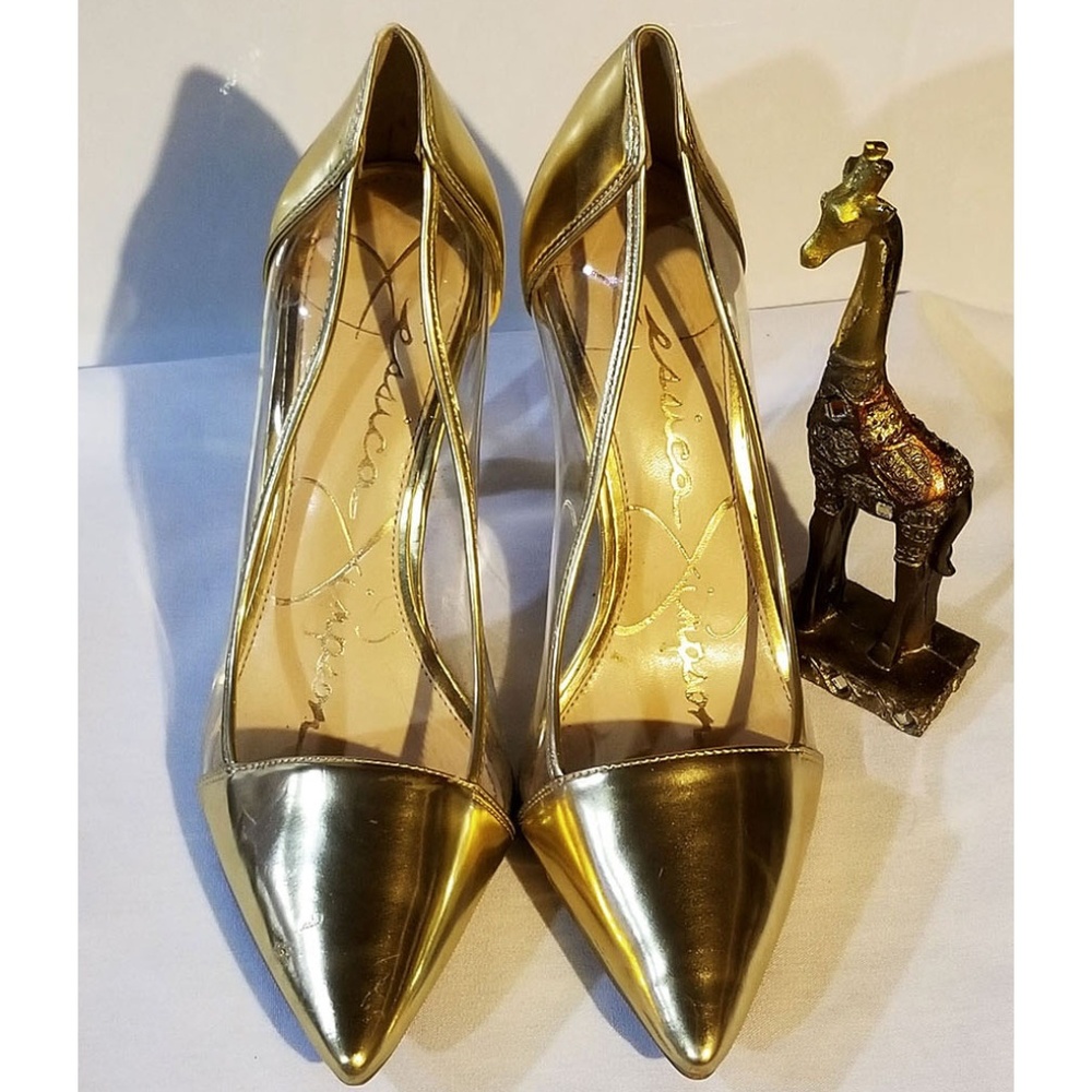 Jessica Simpson gold high heels pumps